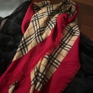 Red and Beige Burberry Scarf